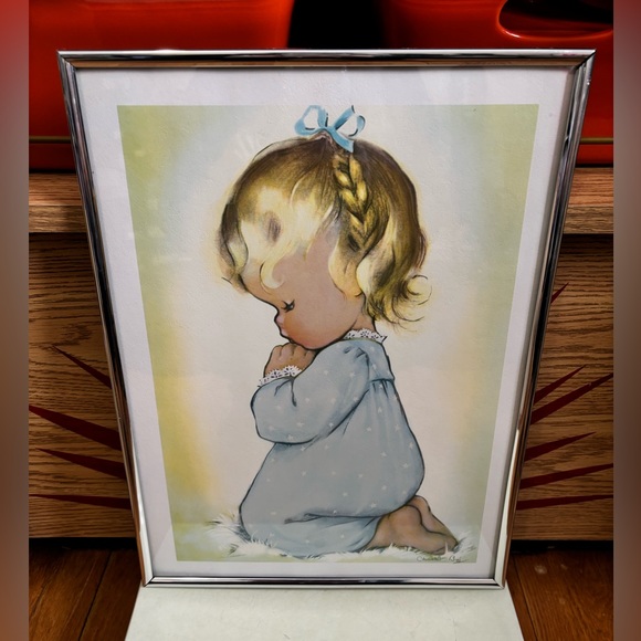 Vintage “Child’s Prayer” by Charlot Byj Framed Print - Picture 2 of 5
